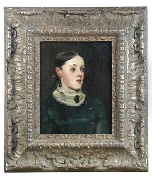 Portrait Of A Young Girl In A Black Dress With Lace Collar, Wearing A Jet Brooch And Earrings Oil Painting by Edouard Manet