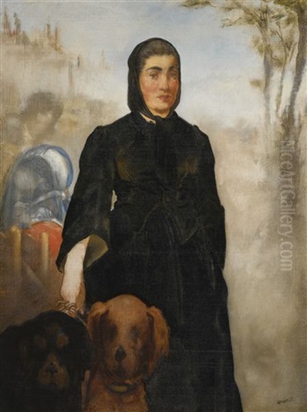 La Femme Aux Chiens Oil Painting by Edouard Manet