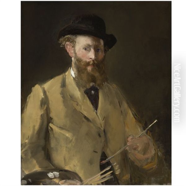 Portrait De Manet Par Lui-meme, En Buste (manet A La Palette) Oil Painting by Edouard Manet