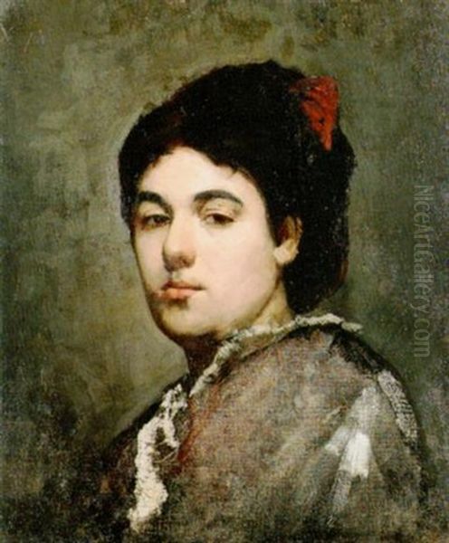 Portat Einer Dame Mit Dunklen Haaren Oil Painting by Edouard Manet