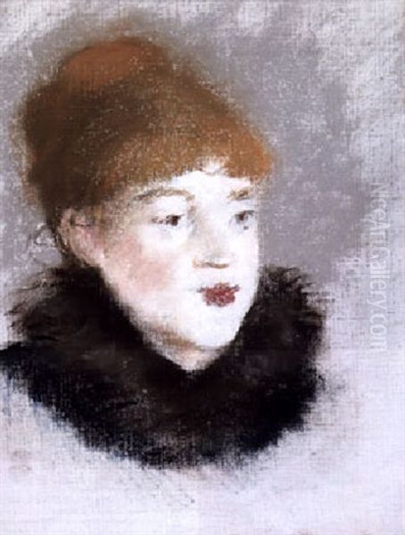 Tete De Femme Oil Painting by Edouard Manet