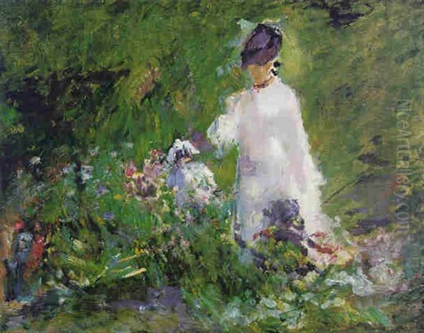 Jeune Femme Dans Les Fleurs Oil Painting by Edouard Manet