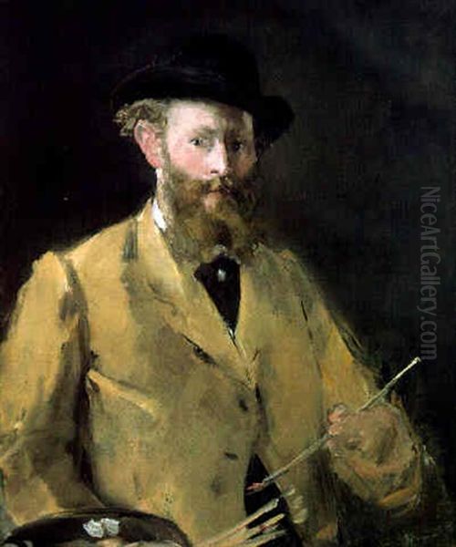 Portrait De Manet Par Lui-meme, En Buste (manet A La Palette) Oil Painting by Edouard Manet