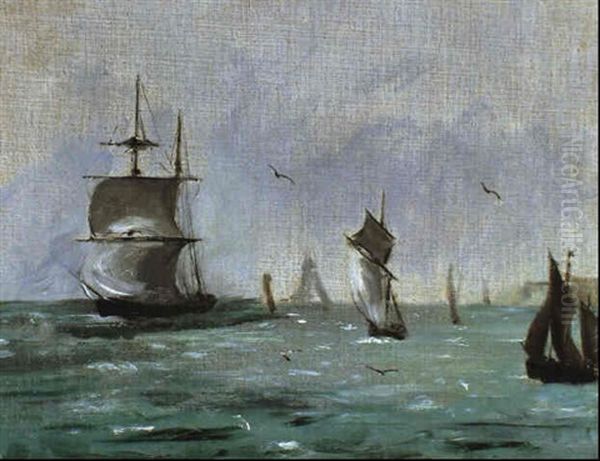 Bateau De Peche Arrivant Vent Arriere Oil Painting by Edouard Manet