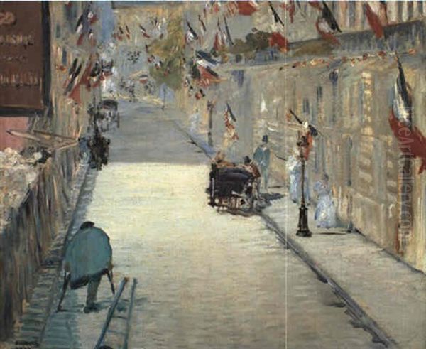 La Rue Mosnier Aux Drapeaux Oil Painting by Edouard Manet