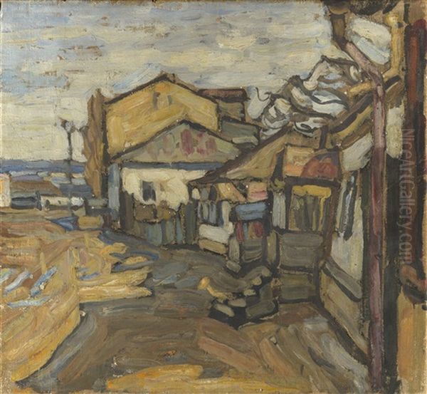 Town Street Oil Painting by Abram Anshelevich Manevich