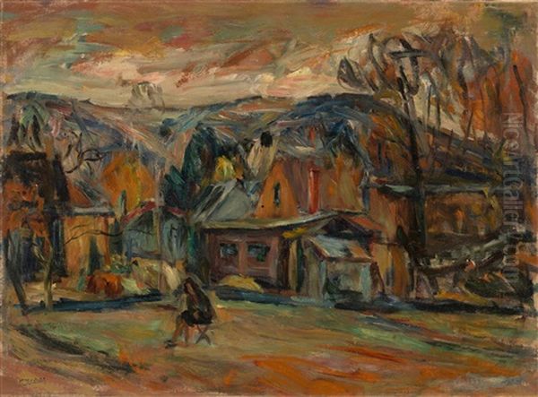 Landscape With Artist Oil Painting by Abram Anshelevich Manevich