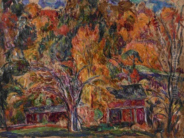 Autumn In Connecticut Oil Painting by Abram Anshelevich Manevich