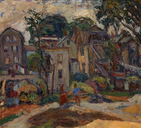 Cityscape (+ Landscape - Study; Verso) Oil Painting by Abram Anshelevich Manevich