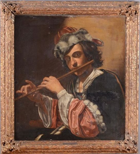 The Flute Player Oil Painting by Bartolomeo Manfredi