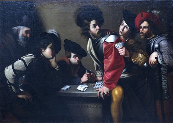 Les Joueurs De Cartes Oil Painting by Bartolomeo Manfredi