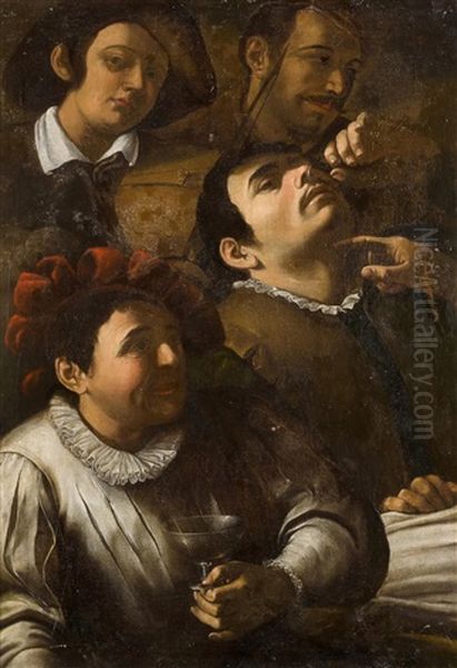 Musizierende Gesellschaft Oil Painting by Bartolomeo Manfredi