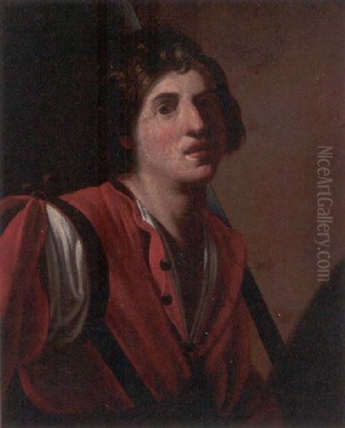 A Young Man In A Scarlet Slashed Jacket Oil Painting by Bartolomeo Manfredi