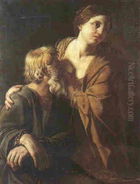 Roman Charity Oil Painting by Bartolomeo Manfredi