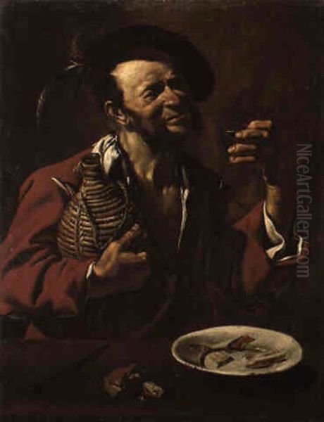 Trinkender Mann Oil Painting by Bartolomeo Manfredi