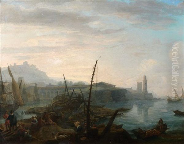 Vue D'un Chantier Naval Oil Painting by Adrien Manglard