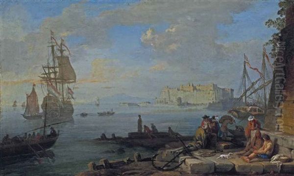 Vue De Naples Avec Le Castel Del Uovo Oil Painting by Adrien Manglard