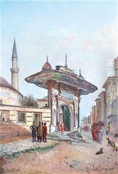 The Side Entrance Of Hagia Sophia Oil Painting by Leonardo De Mango