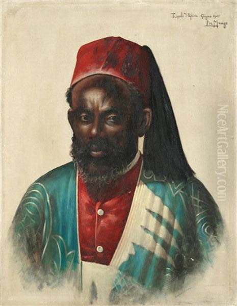 Portrait Of A Libyan Man Oil Painting by Leonardo De Mango