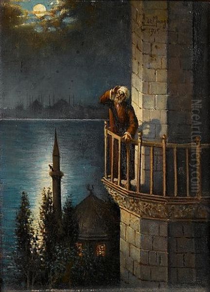 The Muezzin, Istanbul Oil Painting by Leonardo De Mango