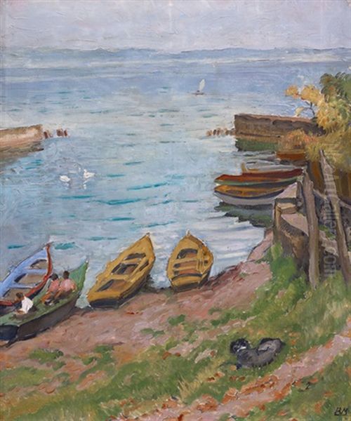 Bielersee Oil Painting by Burkhard Mangold