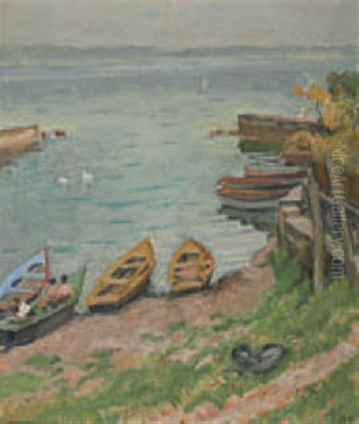 Bielersee Oil Painting by Burkhard Mangold