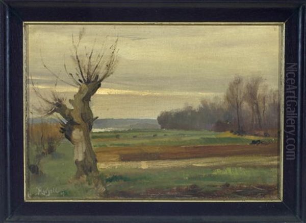 Landschaft Mit Kopfweide Im Vorfruhling Oil Painting by Josef Mangold