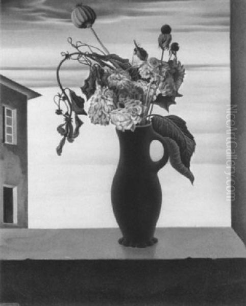 Stilleben (tote Blumen) by Josef Mangold