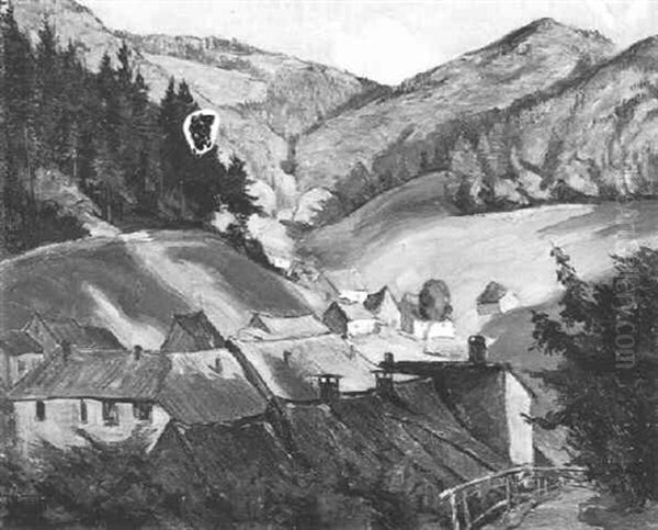 Dorf Im Tal Oil Painting by Josef Mangold