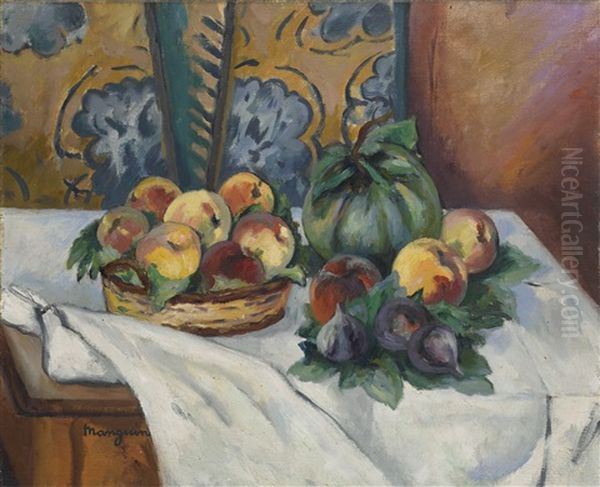 Peches Et Melon Oil Painting by Henri Charles Manguin