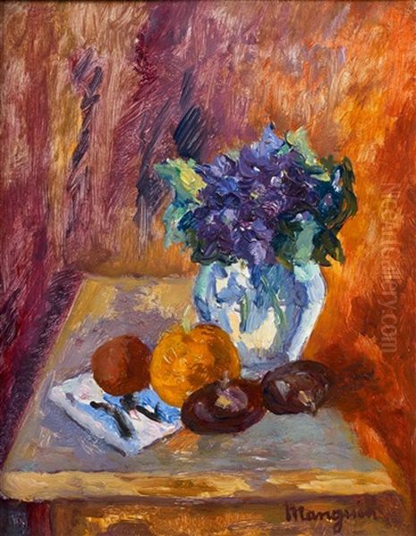 Nature Morte Au Bouquet De Violettes Oil Painting by Henri Charles Manguin