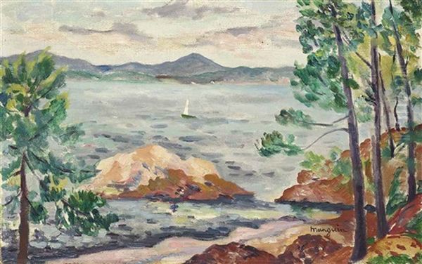 Le Golfe De Saint-tropez Depuis L'oustalet Oil Painting by Henri Charles Manguin