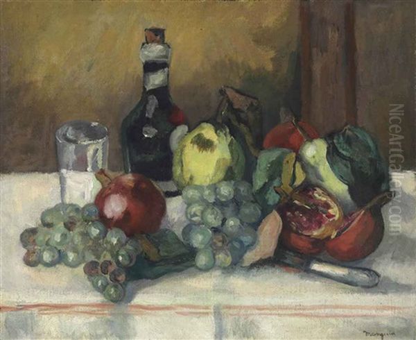 Nature Morte, Coings, Grenades Et Raisins Oil Painting by Henri Charles Manguin