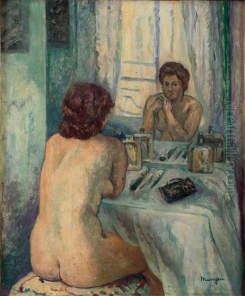 Le Reflet, Monique Oil Painting by Henri Charles Manguin