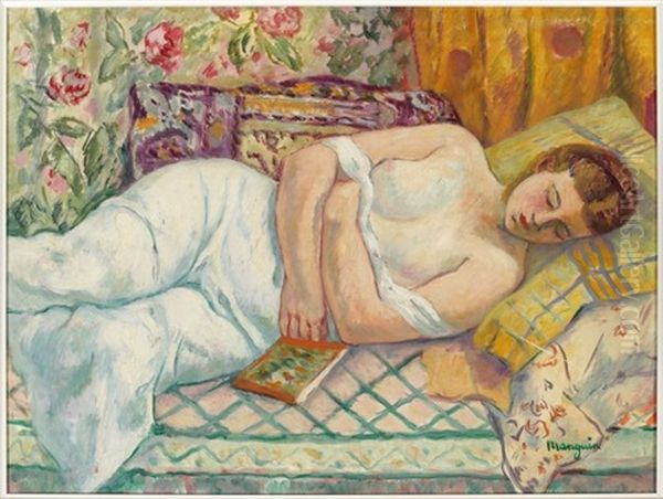 Genevieve Sauty Dormant Oil Painting by Henri Charles Manguin