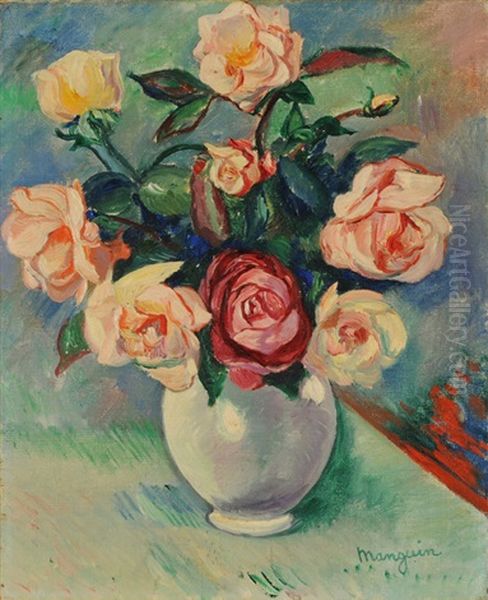 Rosenstrauss In Weisser Vase Oil Painting by Henri Charles Manguin