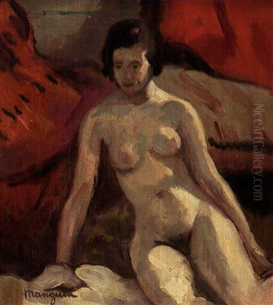 Jeune Femme Nue Assise Oil Painting by Henri Charles Manguin