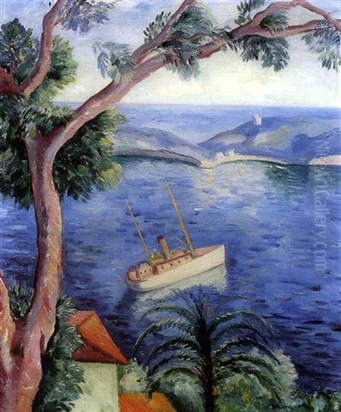 Paysage De Villefranche-sur-mer Oil Painting by Henri Charles Manguin