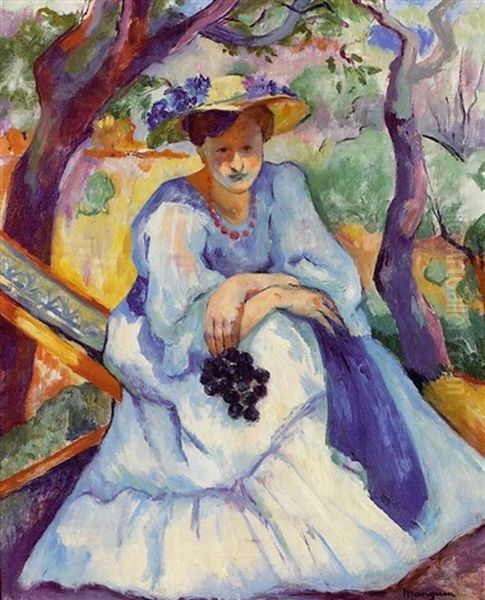 Femme A La Grappe, Villa Demiere Oil Painting by Henri Charles Manguin