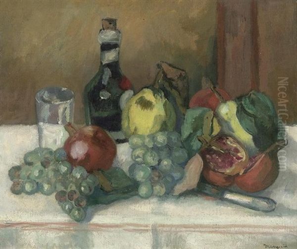 Nature Morte, Coings, Grenades Et Raisins Oil Painting by Henri Charles Manguin