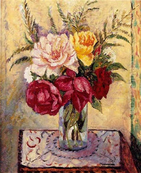 Pivoines Et Fougeres Oil Painting by Henri Charles Manguin