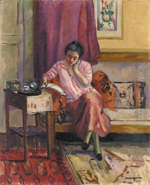 Jeanne A La Jupe Rouge Oil Painting by Henri Charles Manguin