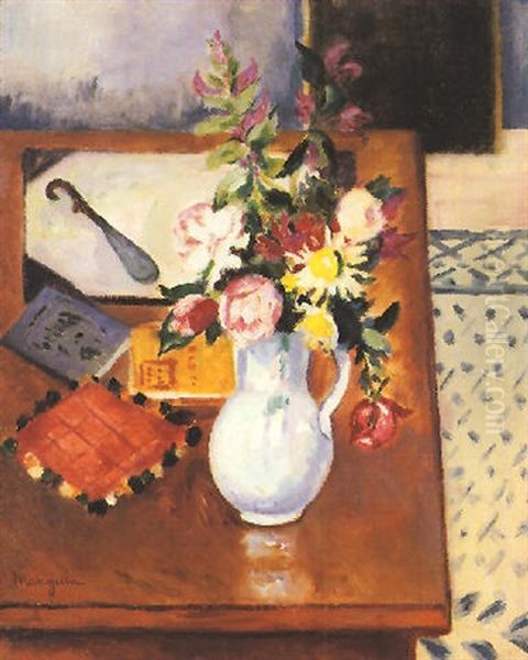 Coin De Table, Fleur Roses Oil Painting by Henri Charles Manguin