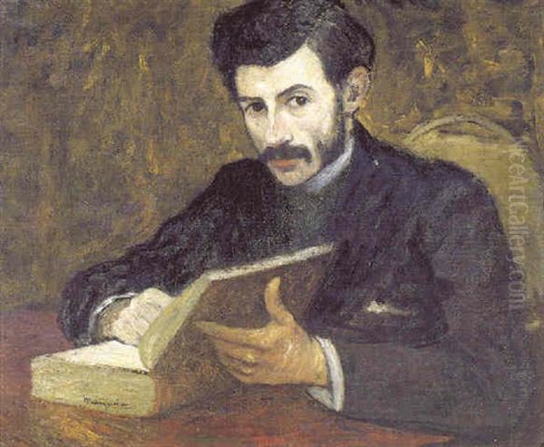 Portrait D'un Homme Au Livre Oil Painting by Henri Charles Manguin