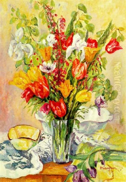 Iris Et Tulipes Oil Painting by Henri Charles Manguin