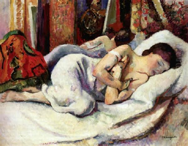 Femme Dormant, Jeanne Oil Painting by Henri Charles Manguin