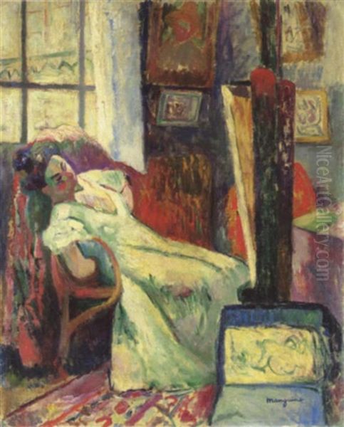 Le Repos Du Modele, Jeanne Oil Painting by Henri Charles Manguin