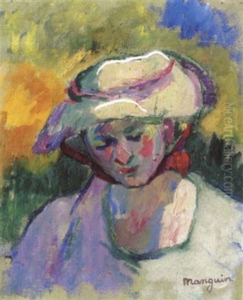 Jeanne Au Chapeau Oil Painting by Henri Charles Manguin