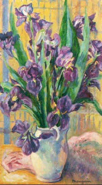 Les Iris Oil Painting by Henri Charles Manguin