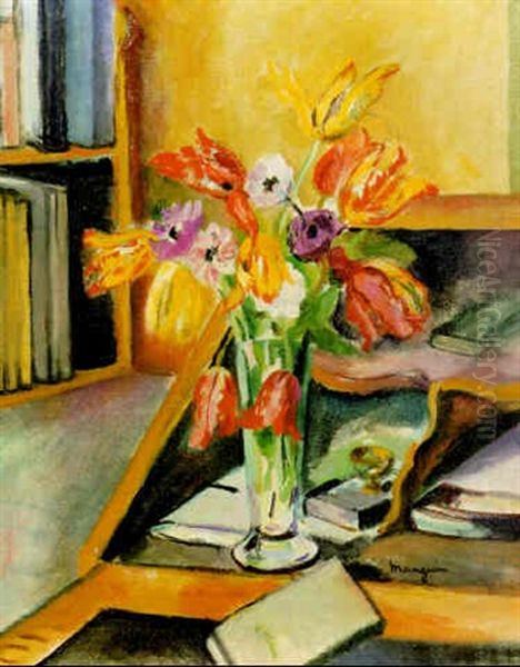 Vase De Tulipes Oil Painting by Henri Charles Manguin